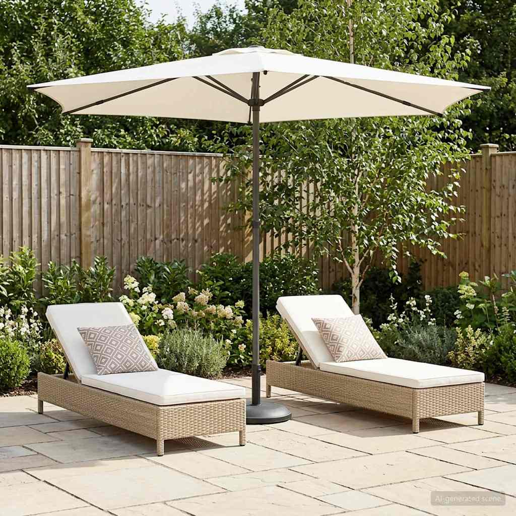 Garden Parasol 270 x 270 cm Polyester Rectangular Cream