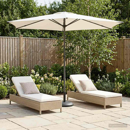 Garden Parasol 270 x 270 cm Polyester Rectangular Cream
