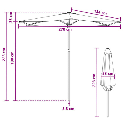 Garden Parasol 270 x 270 cm Polyester Rectangular Anthracite