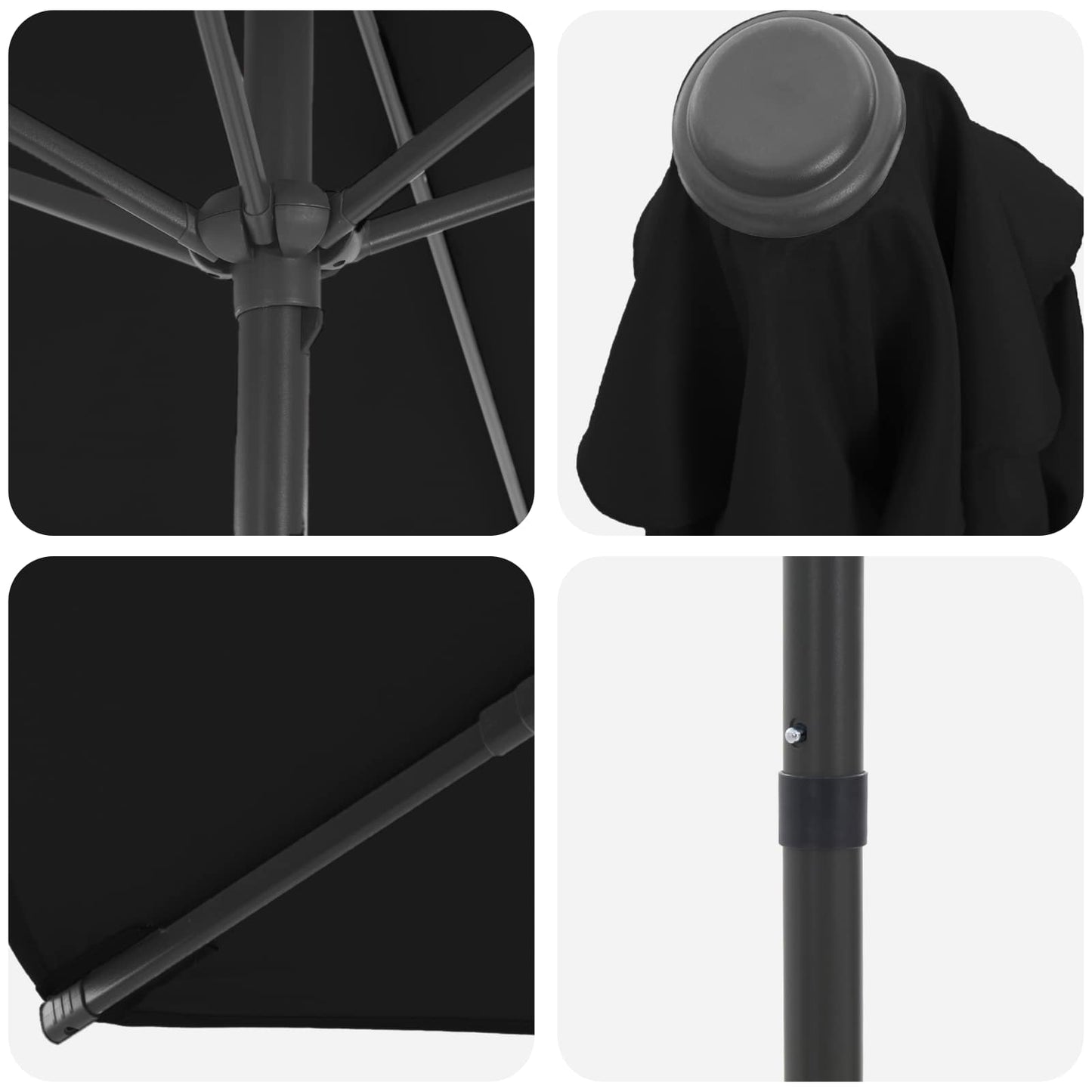 Garden Parasol 270 x 270 cm Polyester Rectangular Black