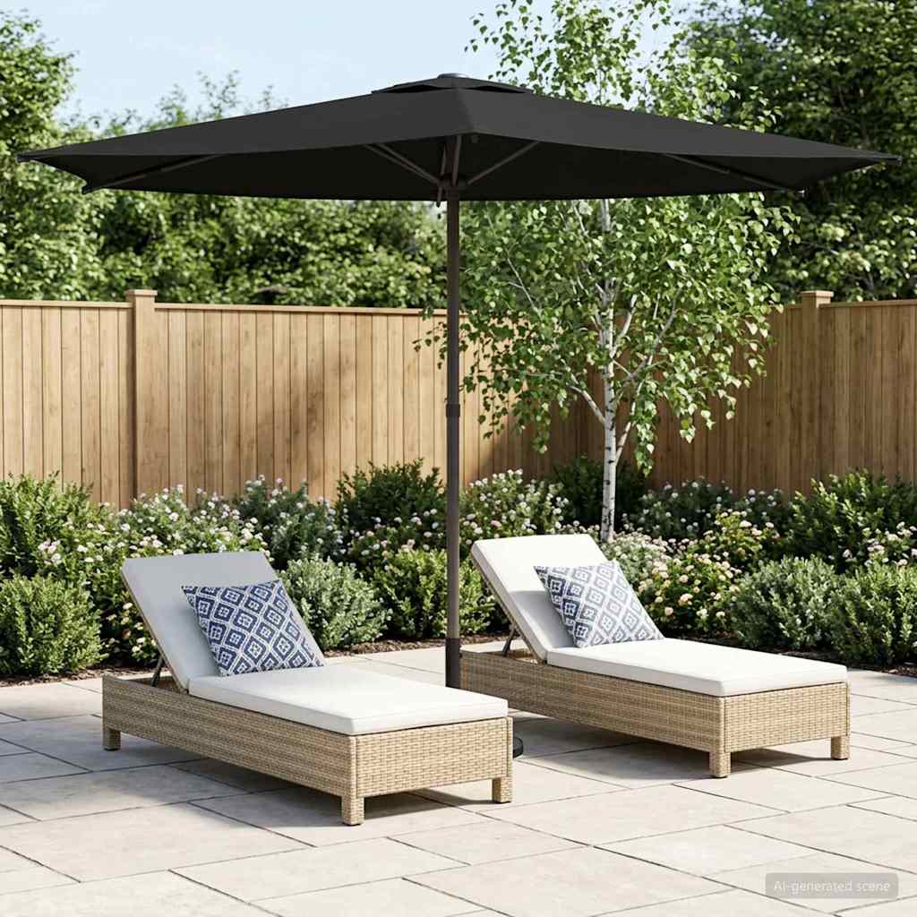 Garden Parasol 270 x 270 cm Polyester Rectangular Black