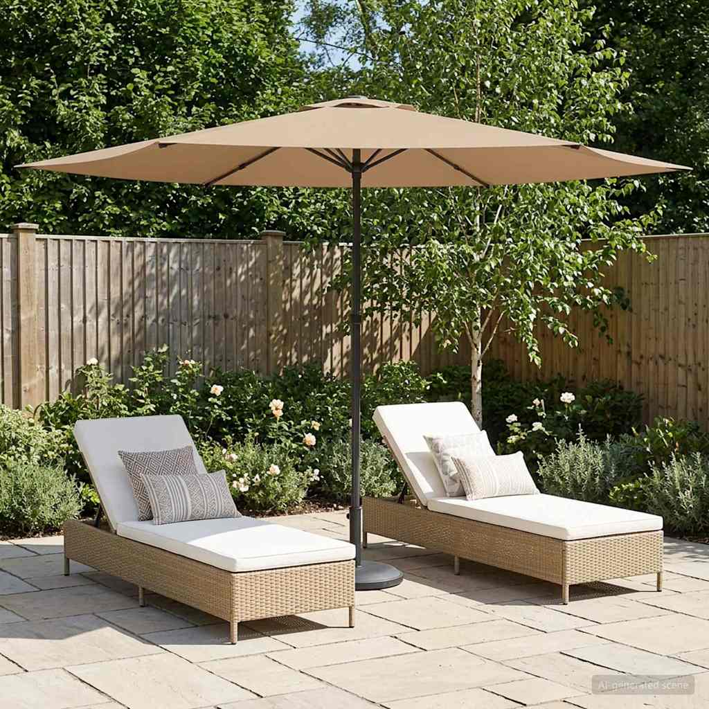 Garden Parasol 300 x 300 cm Polyester Rectangular Taupe