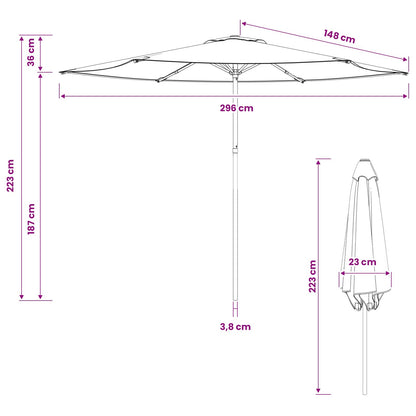 Garden Parasol 300 x 300 cm Polyester Rectangular Anthracite