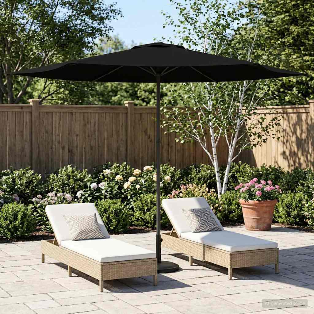 Garden Parasol 300 x 300 cm Polyester Rectangular Black