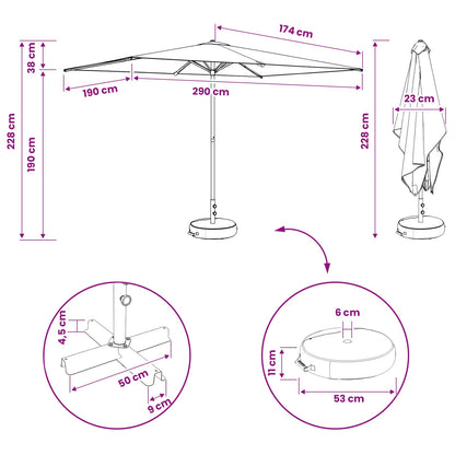 Garden Parasol 200 x 300 cm Polyester Rectangular Cream
