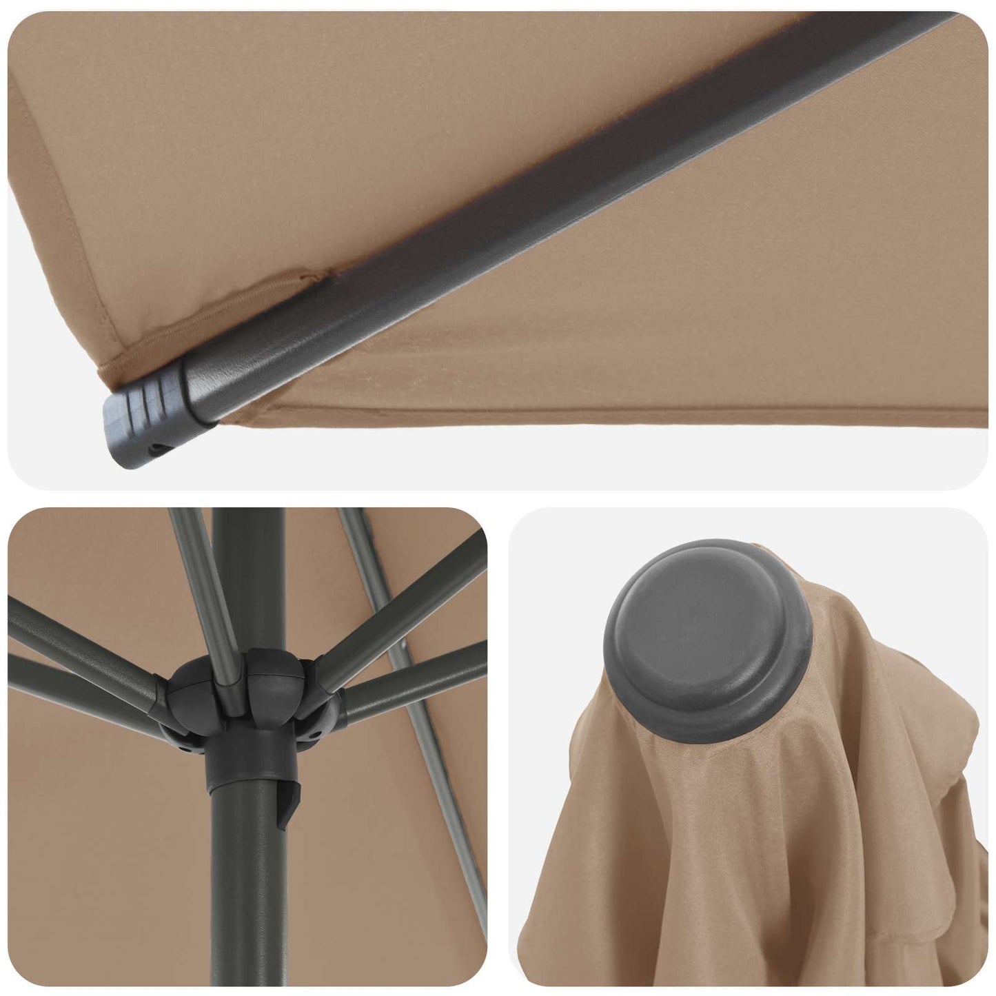 Garden Parasol 200 x 300 cm Polyester Rectangular Taupe