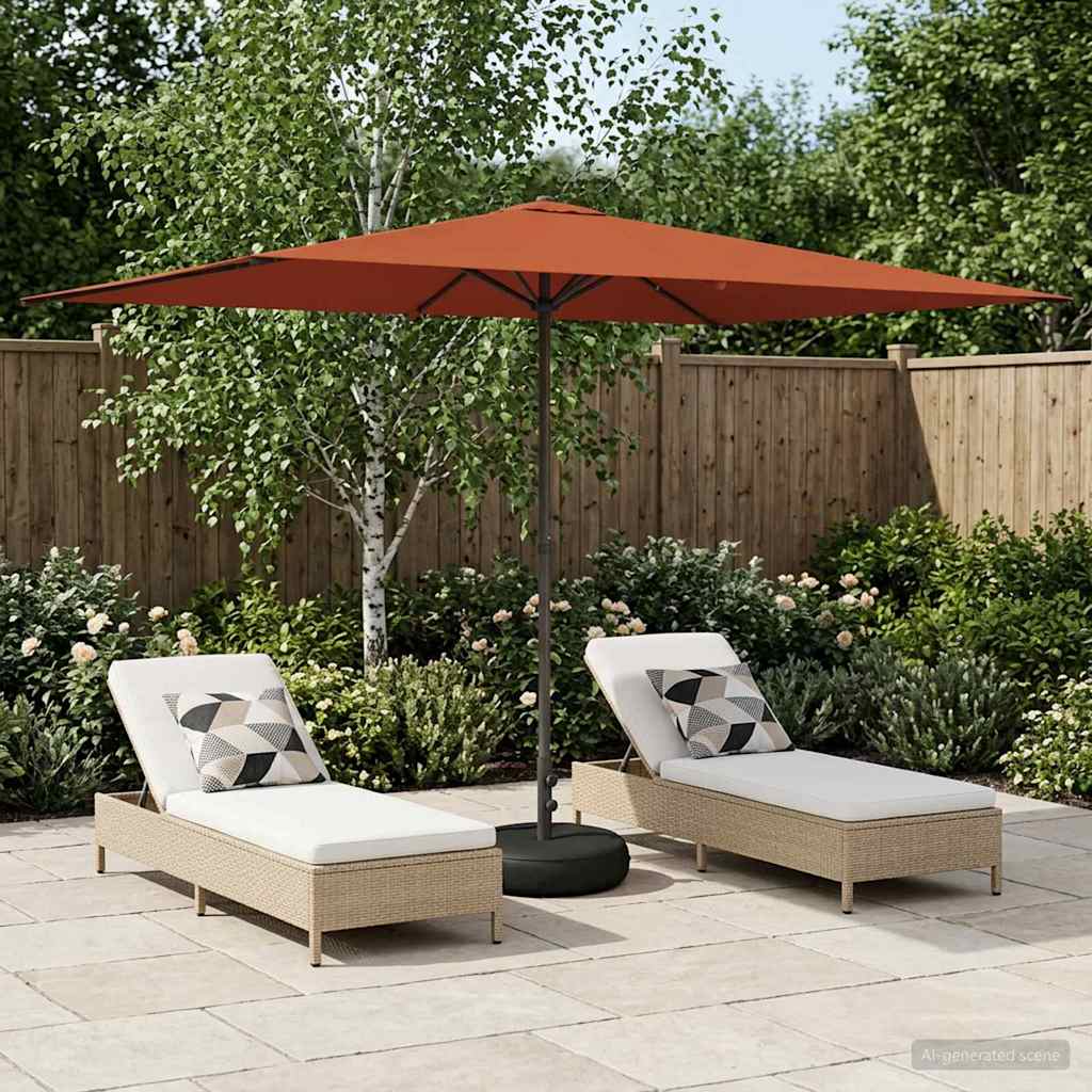 Garden Parasol 200 x 300 cm Polyester Rectangular Terracotta