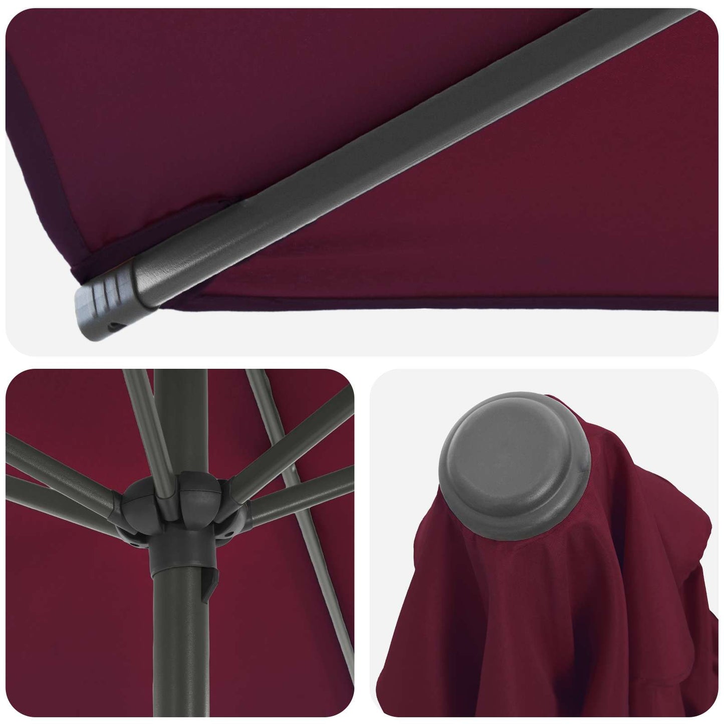 Garden Parasol 200 x 300 cm Polyester Rectangular Bordeaux Red