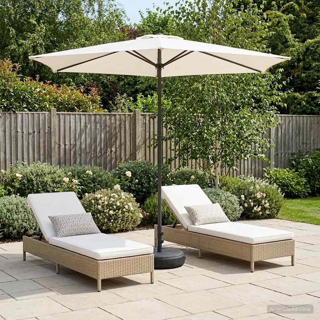 Garden Parasol 270 x 270 cm Polyester Rectangular Cream