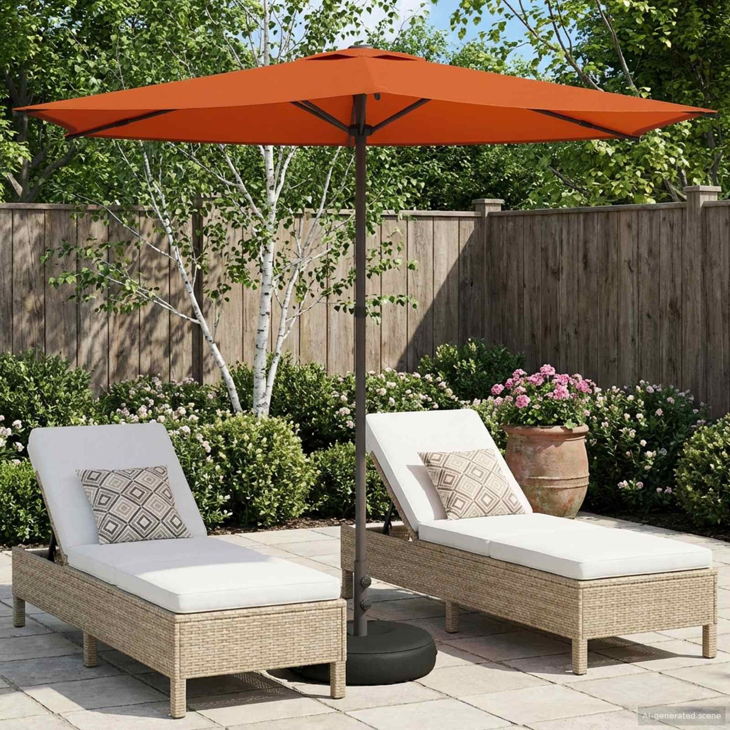 Garden Parasol with Base 270 x 270 cm Polyester Rectangular