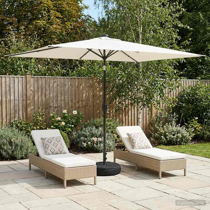 Garden Parasol with LED Lights and Base 200 x 300 cm Polyester