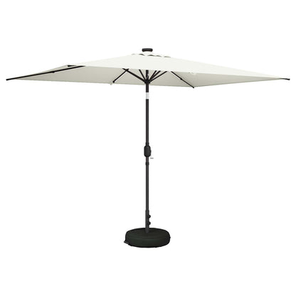 Garden Parasol with LED Lights and Base 200 x 300 cm Polyester