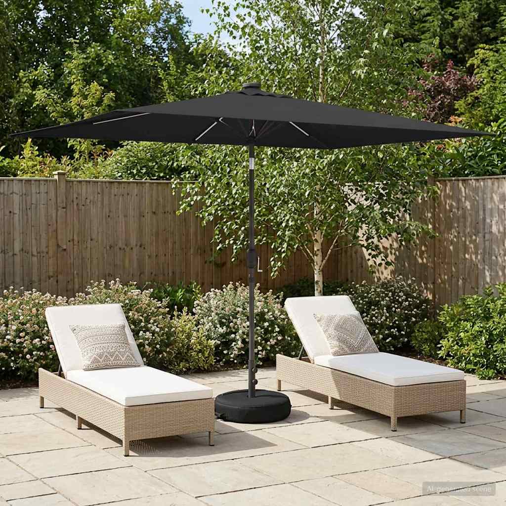 Garden Parasol with LED Lights 200 x 300 cm Polyester