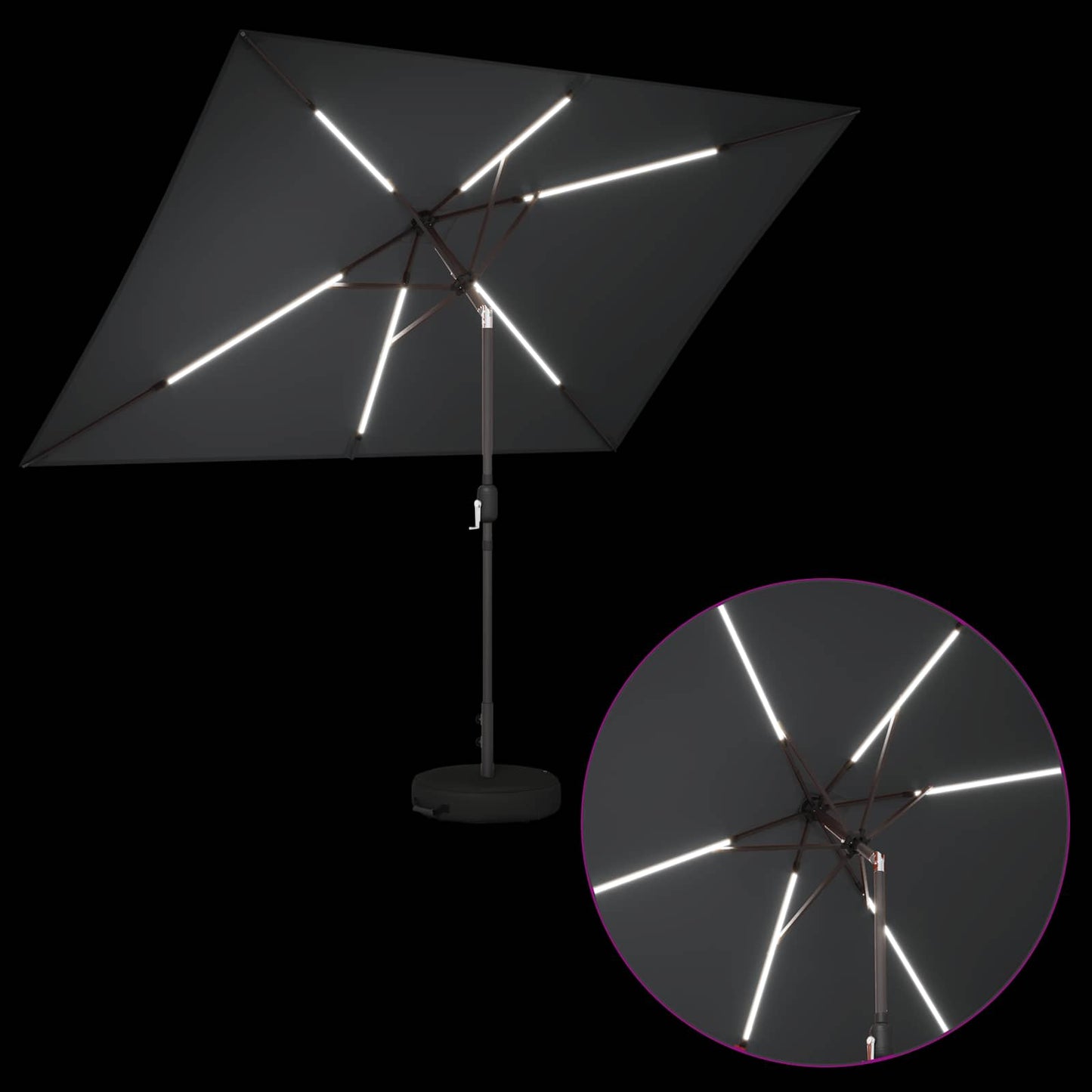 Garden Parasol with LED Lights 200 x 300 cm Polyester