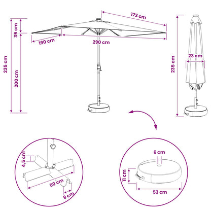 Garden Parasol with LED Lights 200 x 300 cm Polyester