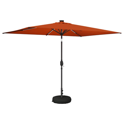 Garden Parasol with LED Lights and Base 200 x 300 cm Polyester