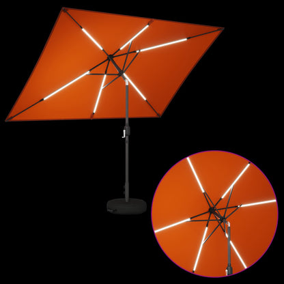 Garden Parasol with LED Lights and Base 200 x 300 cm Polyester