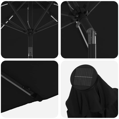 Garden Parasol with LED Lights and Base 200 x 300 cm Polyester