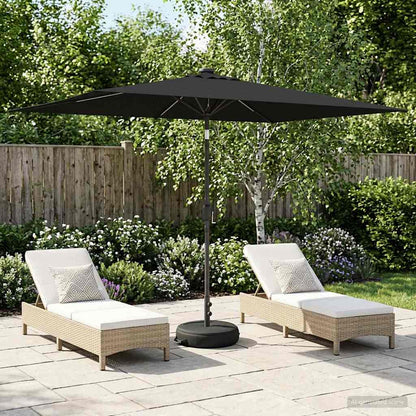 Garden Parasol with LED Lights and Base 200 x 300 cm Polyester
