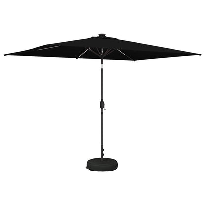 Garden Parasol with LED Lights and Base 200 x 300 cm Polyester