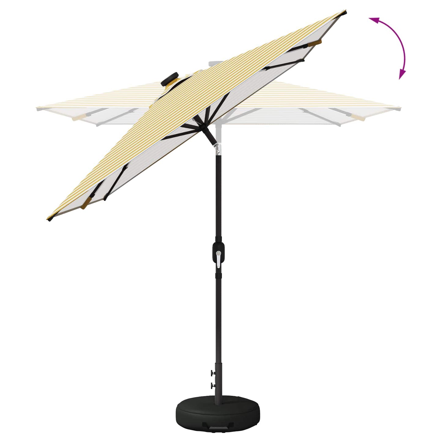 Garden Parasol with LED Lights and Base 200 x 300 cm Polyester
