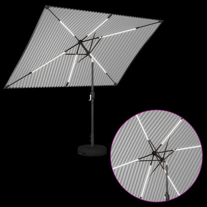 Garden Parasol with LED Lights and Base 200 x 300 cm Polyester
