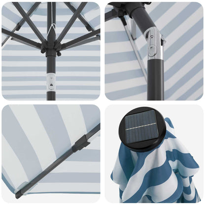 Garden Parasol with LED Lights and Base 200 x 300 cm Polyester