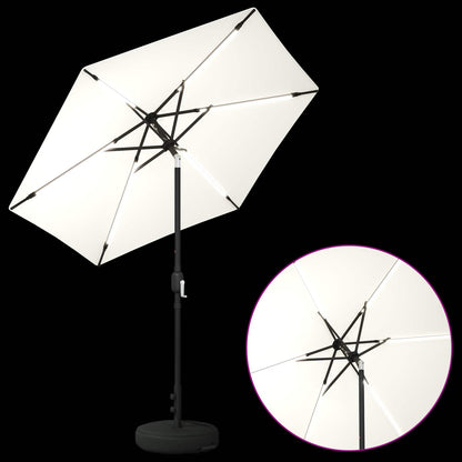 Garden Parasol with LED Lights 230 x 230 cm Polyester Cream