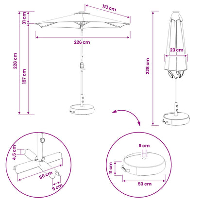 Garden Parasol with LED Lights 230 x 230 cm Polyester Cream