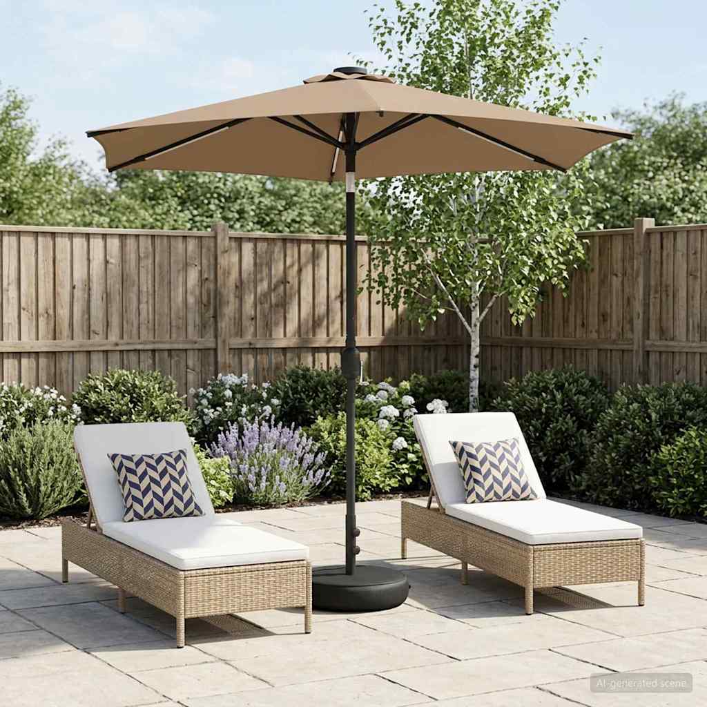 Garden Parasol with LED Lights and Base 230 x 230 cm Polyester