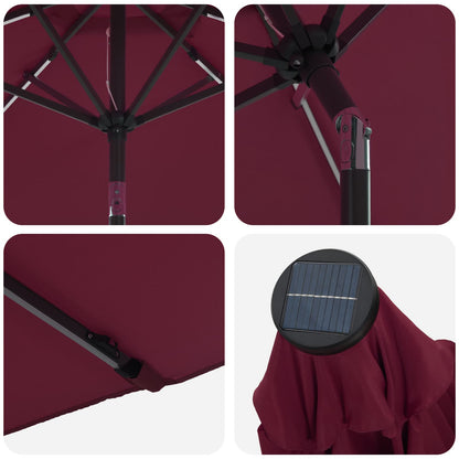 Garden Parasol with LED Lights and Base 230 x 230 cm Polyester