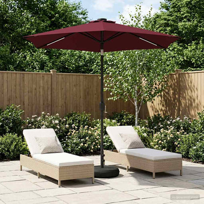Garden Parasol with LED Lights and Base 230 x 230 cm Polyester
