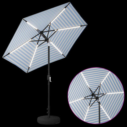 Garden Parasol with LED Lights and Base 230 x 230 cm Polyester