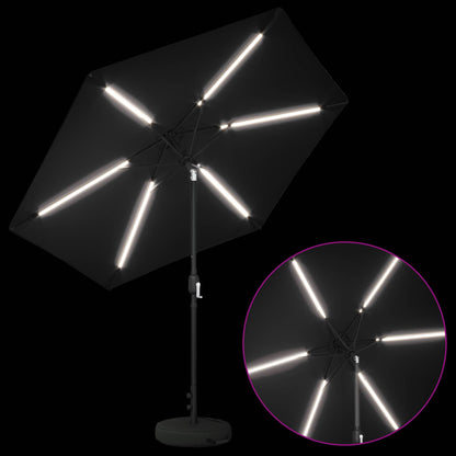 Garden Parasol with LED Lights and Base 270 x 270 cm Polyester