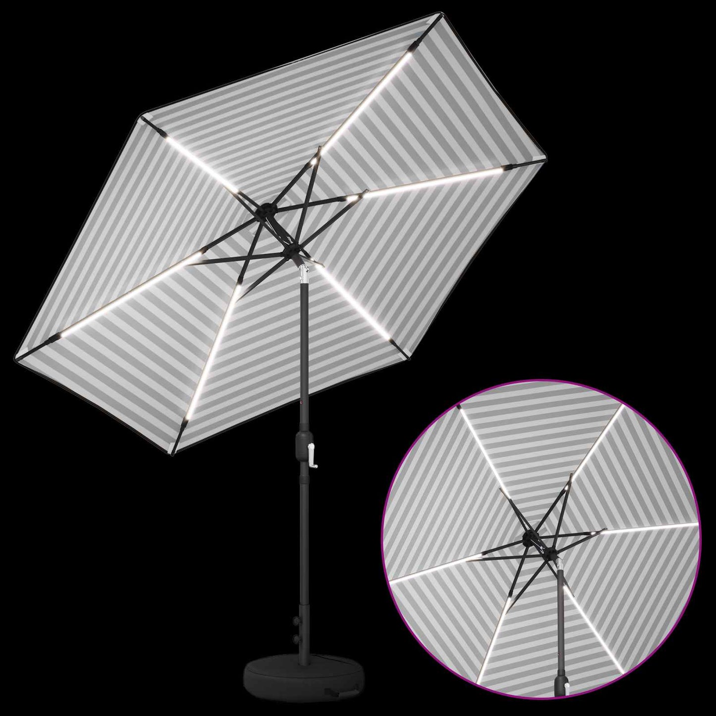 Garden Parasol with LED Lights and Base 270 x 270 cm Polyester