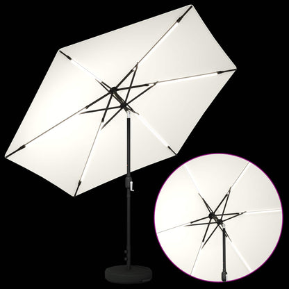 Garden Parasol with LED Lights 300 x 300 cm Polyester Cream