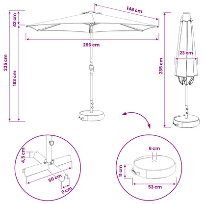Garden Parasol with LED Lights 300 x 300 cm Polyester Cream