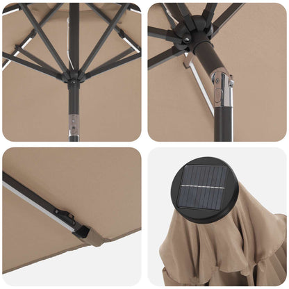 Garden Parasol with LED Lights and Base 300 x 300 cm Polyester