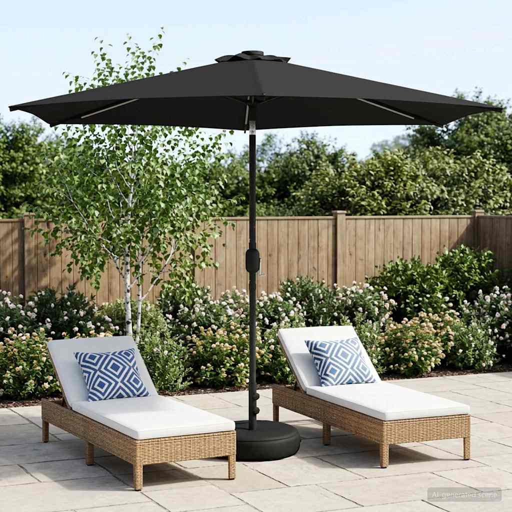 Garden Parasol with LED Lights and Base 300 x 300 cm Polyester