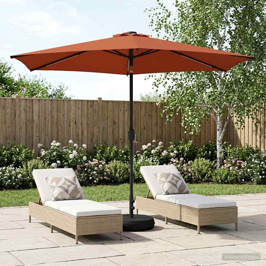 Garden Parasol with LED Lights and Base 300 x 300 cm Polyester