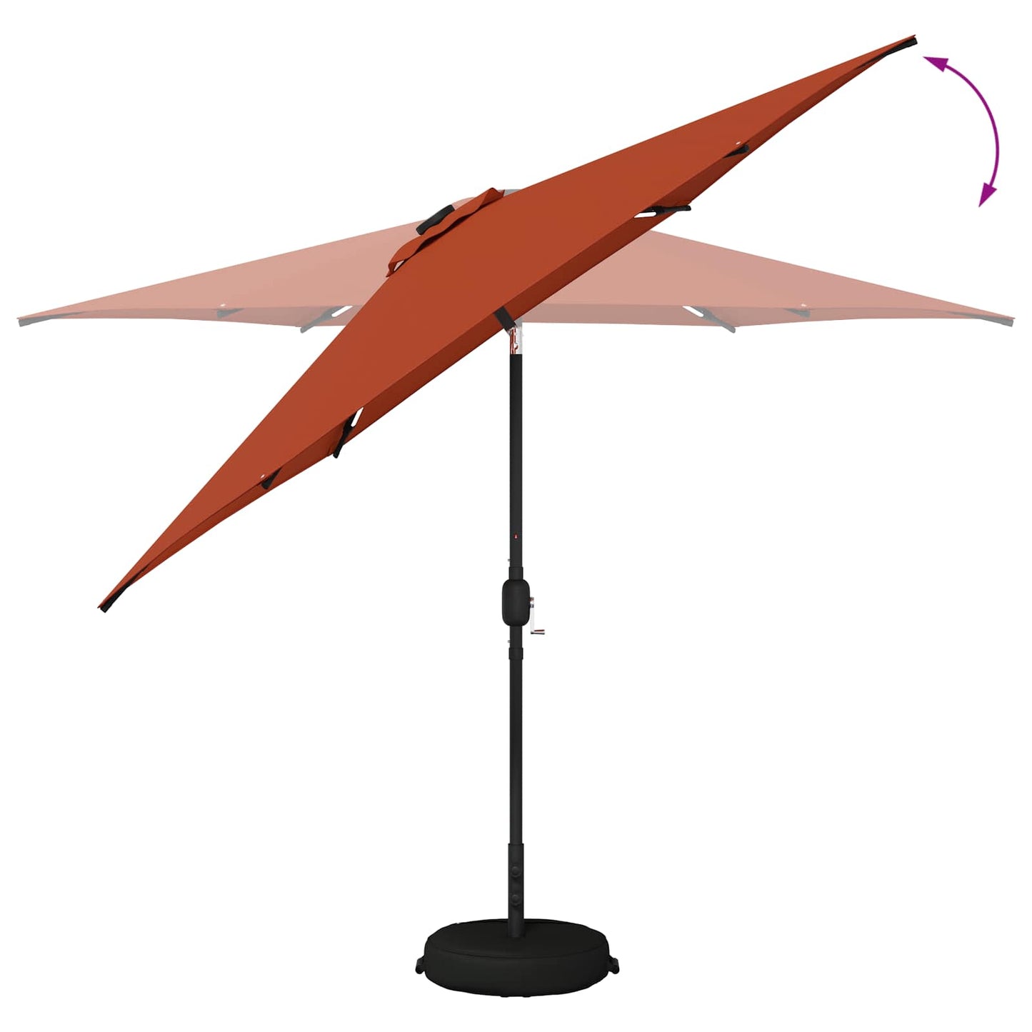 Garden Parasol with LED Lights and Base 300 x 300 cm Polyester