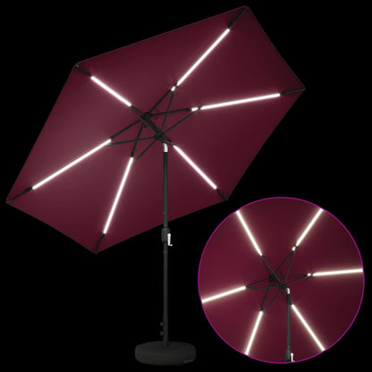 Garden Parasol with LED Lights and Base 300 x 300 cm Polyester