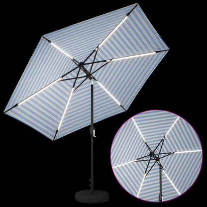 Garden Parasol with LED Lights and Base 300 x 300 cm Polyester