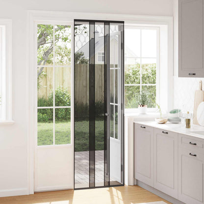 Insect Door Screen with Mesh Curtain Black polyester