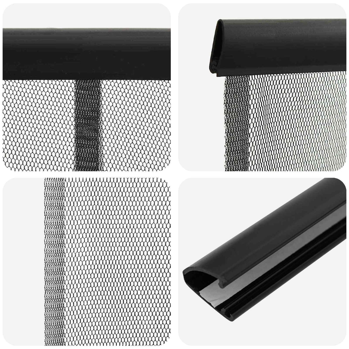 Insect Door Screen with Mesh Curtain Black polyester