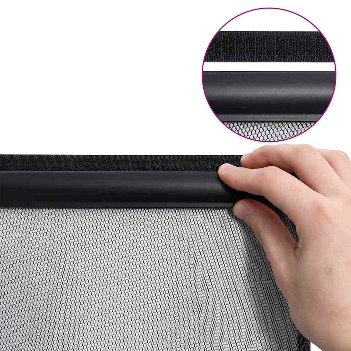 Insect Door Screen with Mesh Curtain Black polyester