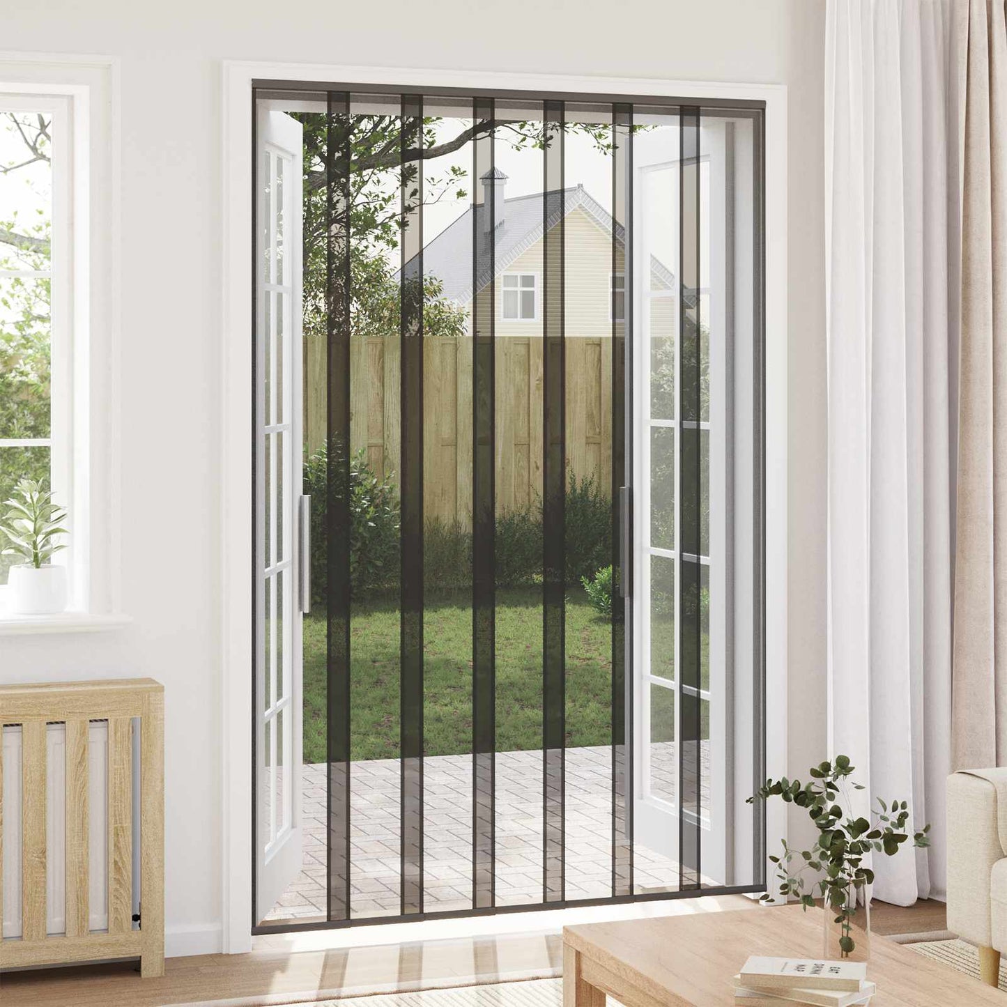 Insect Door Screen with Mesh Curtain Black 160 x 240 cm