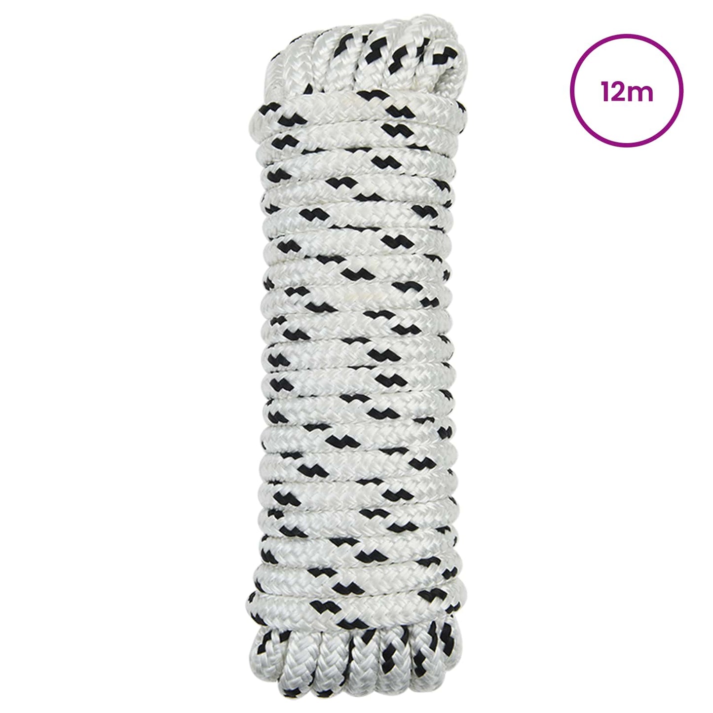 Boat Rope 12 m 1 White and Black Polyester
