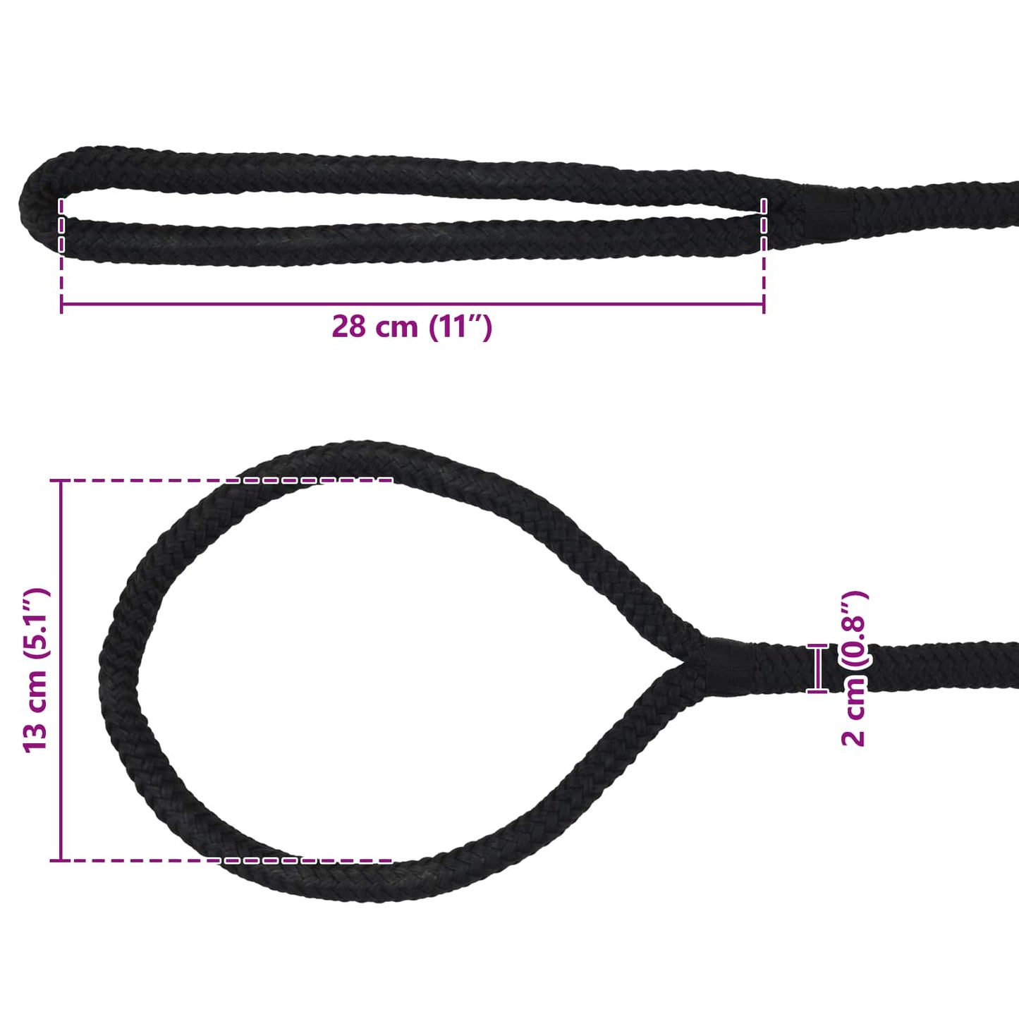 Boat Rope 9 m 2 Black Polyester