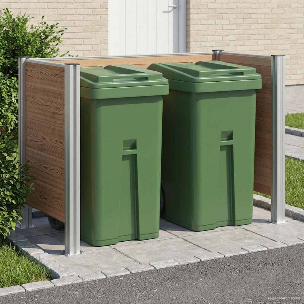 Garbage Bin Fence Brown 161 x 85 x 115 cm Aluminium and WPC